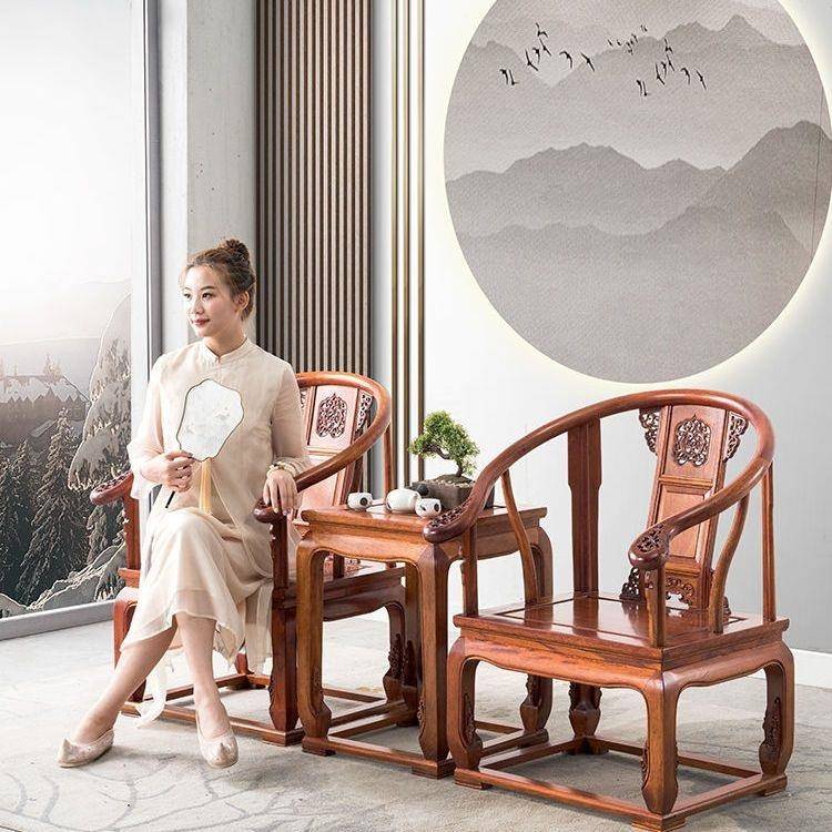 花椅套梨木中式椅子圈围椅三件茶椅皇宫椅帽官椅198禅太师椅仿古