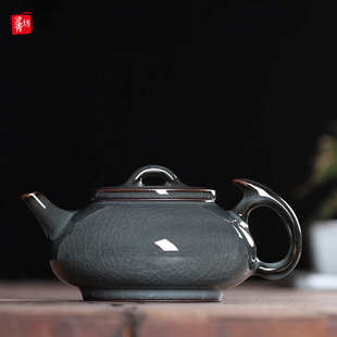 家用哥窑开片铁 8N泡茶壶青瓷茶壶单壶大号陶瓷功夫茶具套装