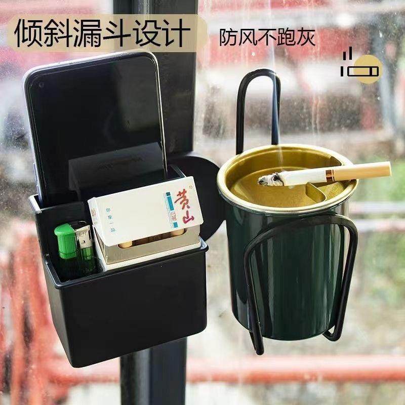 车载加装拖拉机收割机四轮车磁吸式烟灰缸磁铁手机置物架强磁一体
