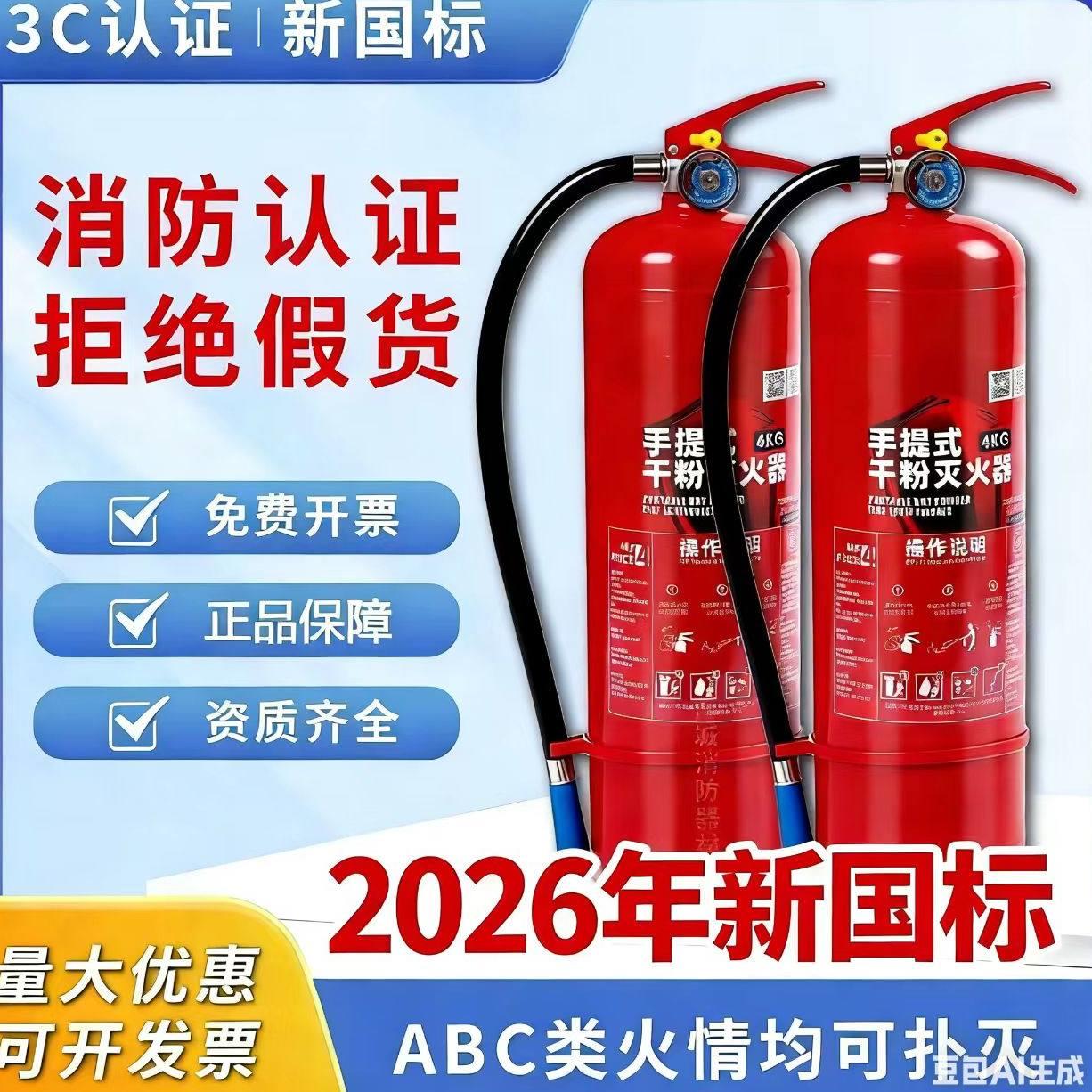 2026年新国标手提式干粉灭火器家用车载商用3公斤4公斤5消防器材