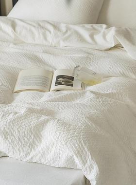 A类原棉不染白色四件套100全棉纯棉日式简约民宿风床单被套三件套