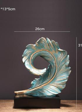 高档中国风入口家居礼配件羽毛装饰客厅新酒柜品电视柜创意乔迁陈