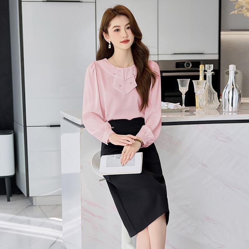 时尚套装025春季新款女装2时气质衫半身裙衬HR968-8两件套裙H尚R9