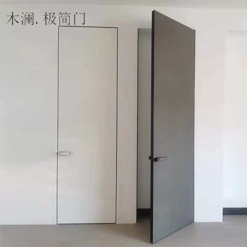 外平内开极简无框门室内门隐形无边铝木门涂料门卧室窄框门通顶门