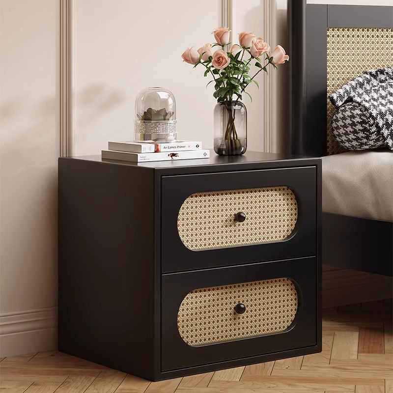 中古风藤编床头柜2024新款小型卧室家用实木床边柜复古储物收纳柜,住宅家具,床头柜,淘宝优惠券,粉丝福利购,淘宝优惠卷