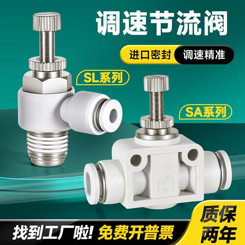 SL气动气管快速接头节流阀调速阀SA4/6/8/10/12气缸M5-01可调0204