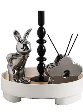 北欧装饰品样板房浴室卫生间家居烛台摆件香薰软装搭配设计托盘