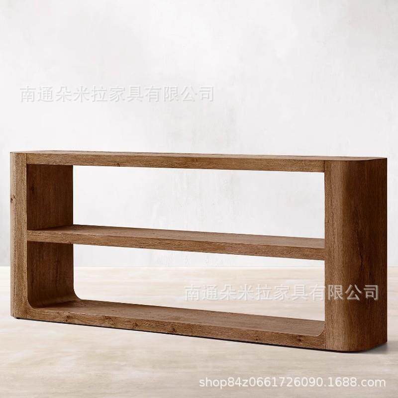 美式乡村复古玄关台做旧实木入户门厅玄关桌现代简约橡木装饰桌