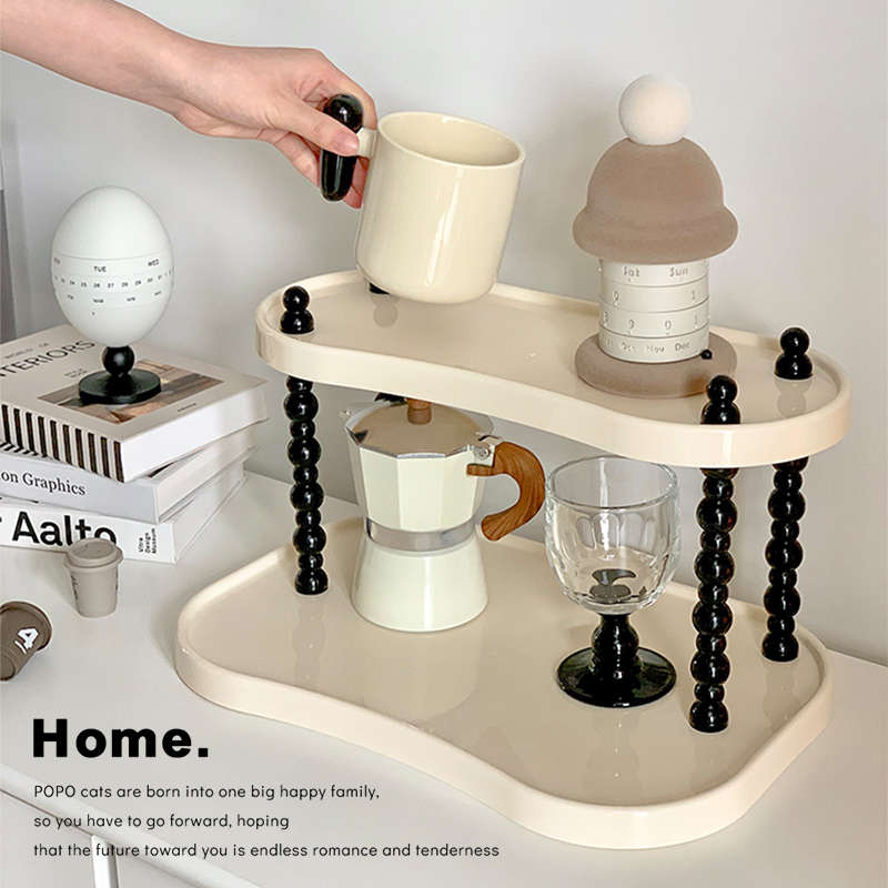 复古桌面杯架水杯架置物架多功能客厅化妆品收纳架多层高级展示架