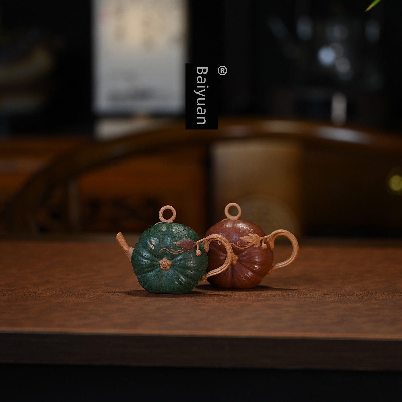 宜兴紫砂茶壶原矿泥浆南瓜茶壶全手工薄胎草图功夫茶壶100ml