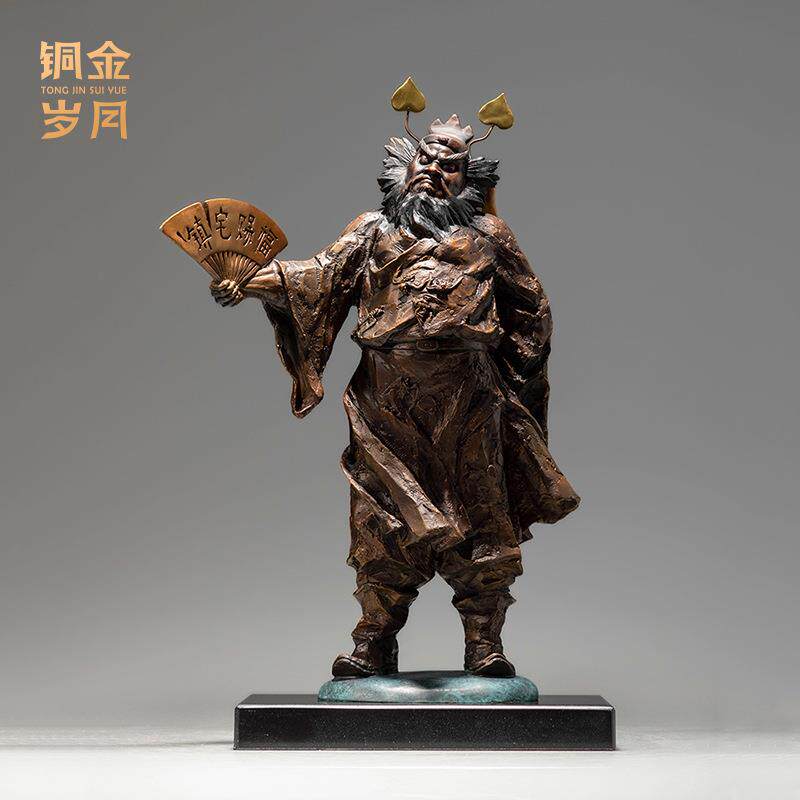 铜艺坊天师钟馗人物神像铜雕摆件神话人物钟馗彩铜金属铜雕塑神像
