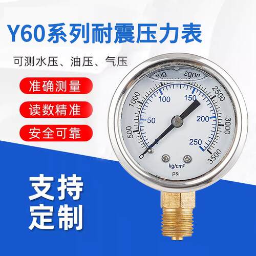 厂家直0253-025YN60 径充油防抖耐向震压力表负压 真空表液供压气