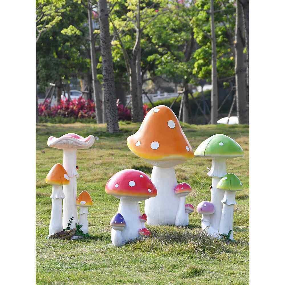 户外草坪仿真蘑菇大型摆件花园庭院装饰幼儿园林景观小区植物雕塑