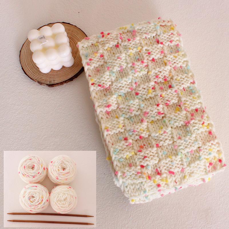 diy渐变毛线毛线彩虹围巾纱线