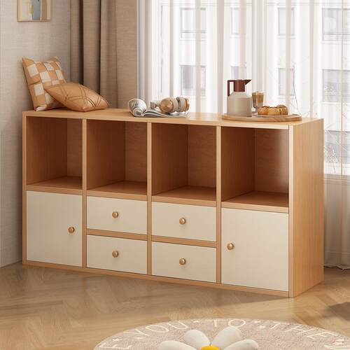 实木书架落地置物架简约现代多格收纳柜家用客厅阅读柜储物柜书柜