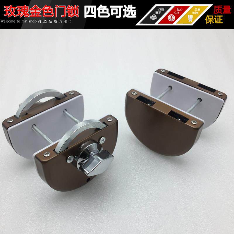 铝合金门玻璃门锁移门有框门锁 玫瑰金黑钛合金单双门有框玻璃门