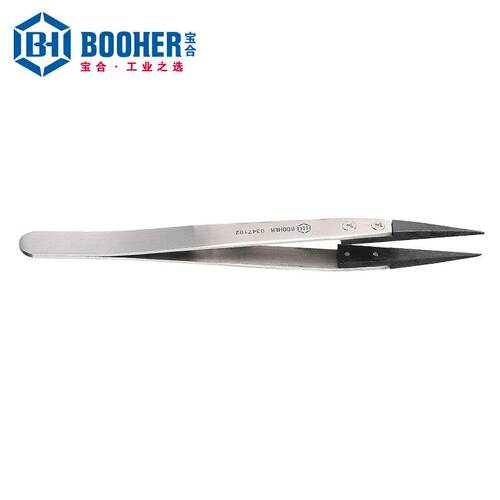 宝合Booher 防静电碳纤维尖头镊子130MM