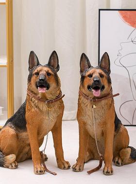 高档看门牧狗件落地彷真德雕塑客厅狼假狗阿尔萨斯摆犬玄关招财狗