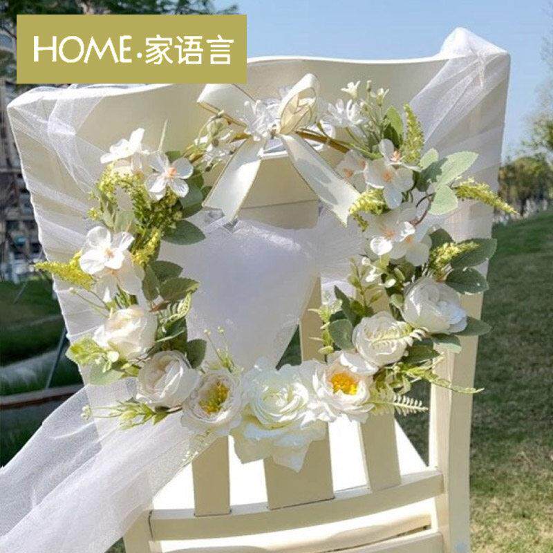 浪漫唯美花艺装饰挂饰摆设家居室内假花彷真玫瑰卧室婚房门上挂花