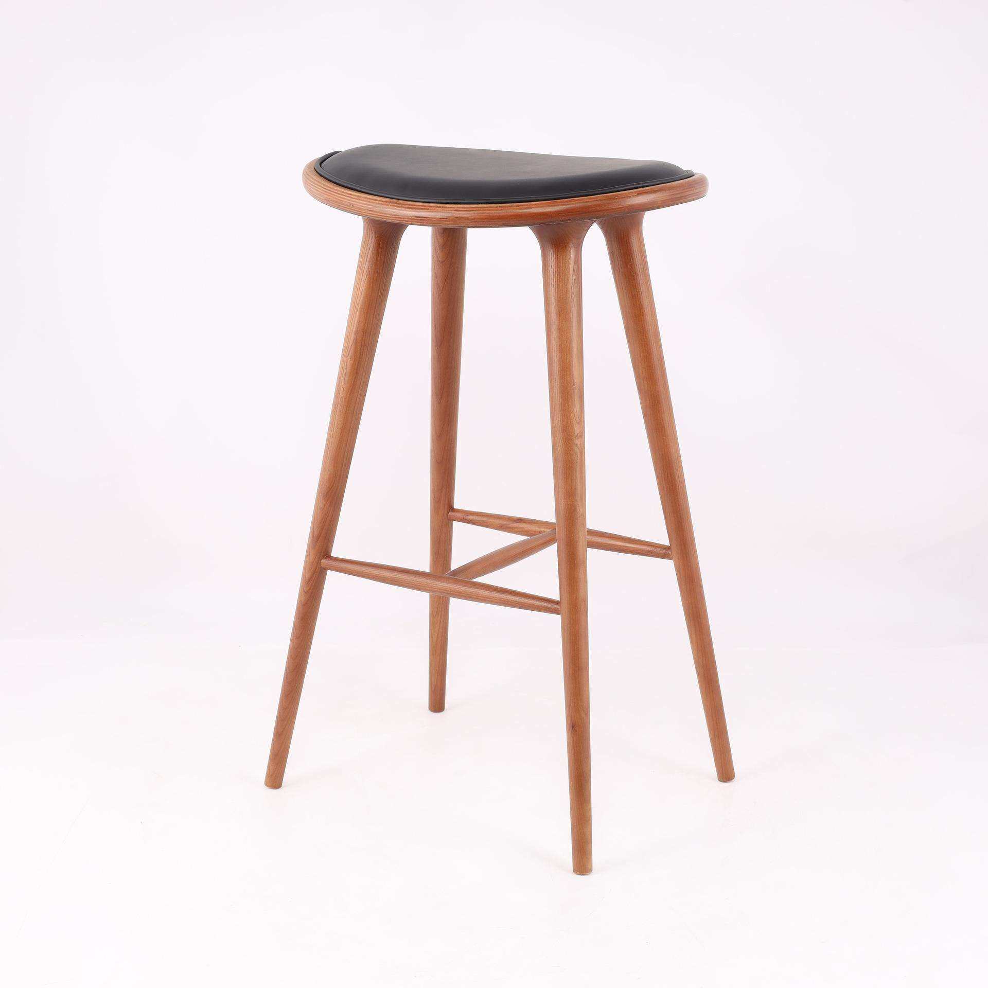 简约北欧现代实木吧椅高脚凳子设计师创意时尚酒吧椅岛台怀旧复古