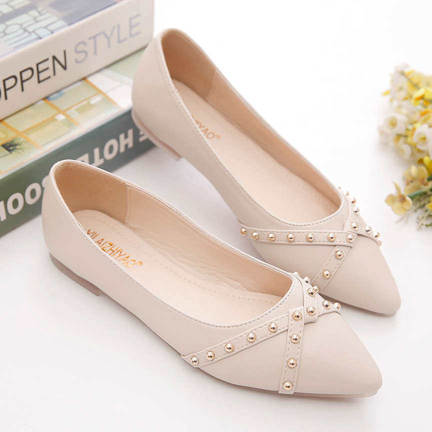 平底单鞋女2024新款春夏季百搭尖头浅口豆豆鞋晚晚软底软皮孕妇潮,女鞋,浅口单鞋,淘宝优惠券,粉丝福利购,淘宝优惠卷