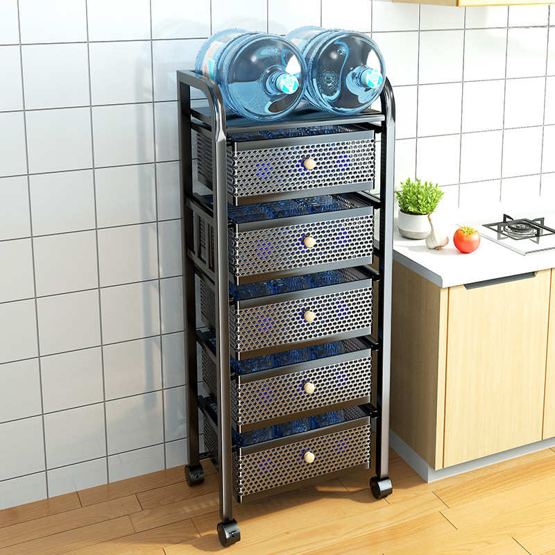 果蔬子菜篮子收纳储物柜多层大容量架半封闭置物抽屉式架落地厨房