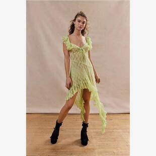 Dress Open Back Irregular Fashion Hem Lace