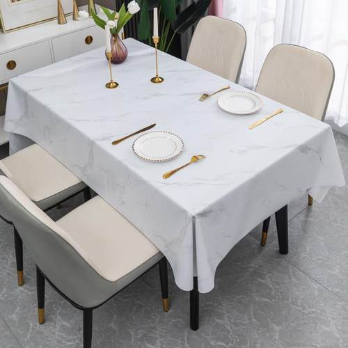 高档大理石纹防桌布轻奢ns风餐桌台布水形防油防烫免i洗pvc长方茶