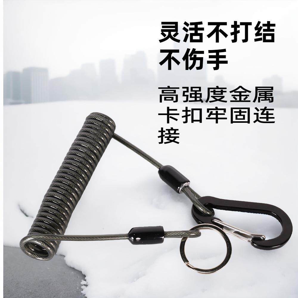 失手绳1.0不锈钢丝包径受拉力50KG弹簧绳带登山配件防丢绳钢丝绳