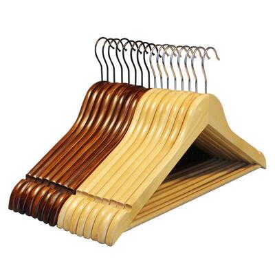 High Quality Strong Natural Wood Wooden Coat Hangers Pack