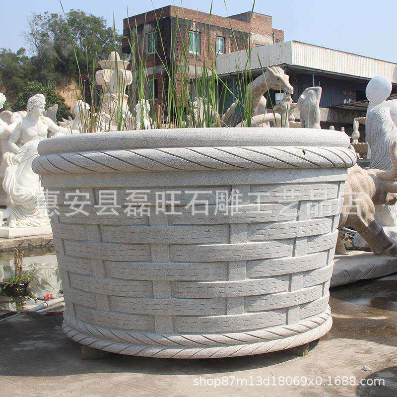 石雕欧式花盆公园别墅石材花钵福建厂家供应小区绿化园林花盆花篮