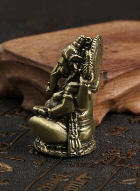 直销新款实心黄铜泰国象神铜象鼻财神东南亚风格古铜工艺品摆件收