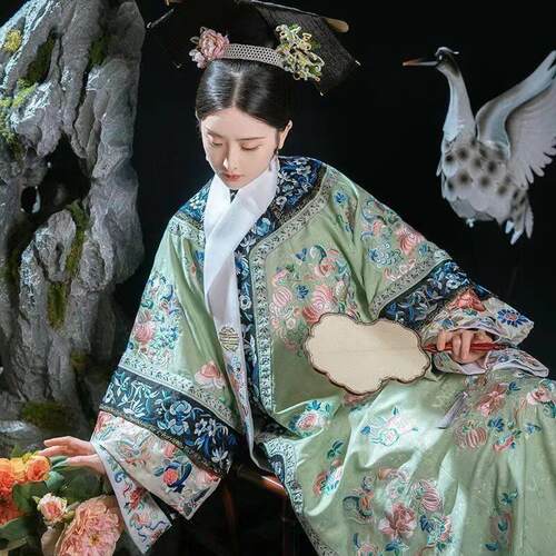格格年轻贵妃清代女装氅衣旗装汉服清朝旗装旗印花宫廷中国古风