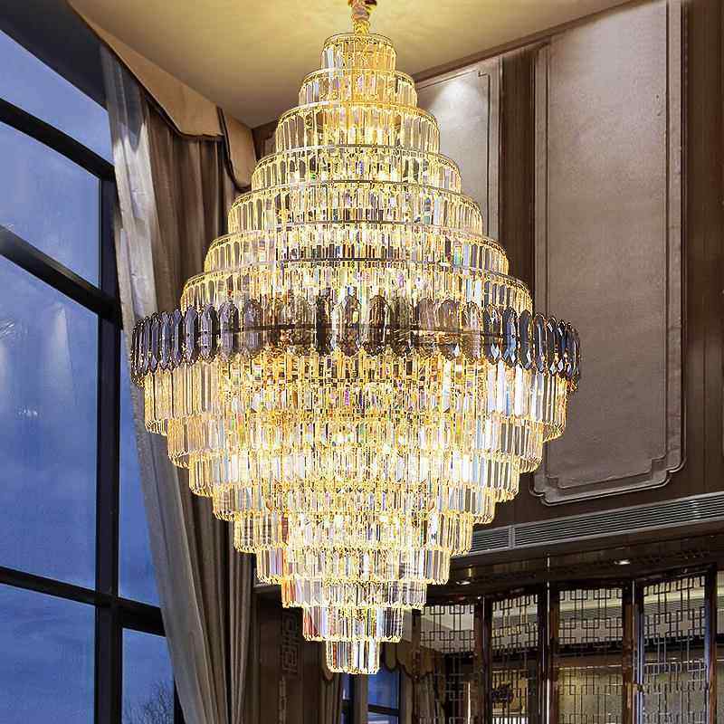 复式卧楼水晶大吊灯轻奢42795款客灯室灯后现代别厅墅中空楼梯吊