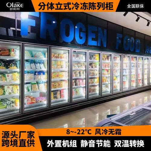 立式食品速冻柜超市风冷无霜冷藏柜分体冷冻低温展示柜快速冷冻