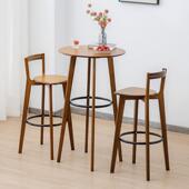 脚新家用合圆形桌奶茶店桌椅组高吧台椅子吧台桌简易靠品墙商YWT