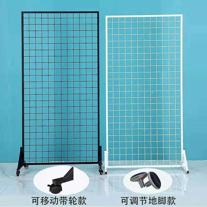 网格铁艺展示架幼儿园饰品画展置物架收纳移动折叠铁丝网落地架子