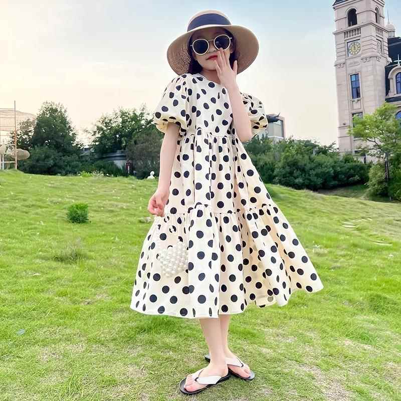 英国Next Kiss女童连衣裙夏季2025新款儿童高级感圆点大童公主裙