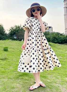 英国Next Kiss女童连衣裙夏季2025新款儿童高级感圆点大童公主裙