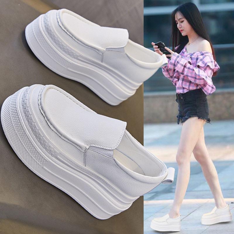 【8厘米】超透气!显高显瘦!显腿长!真皮厚底一脚蹬乐福鞋透