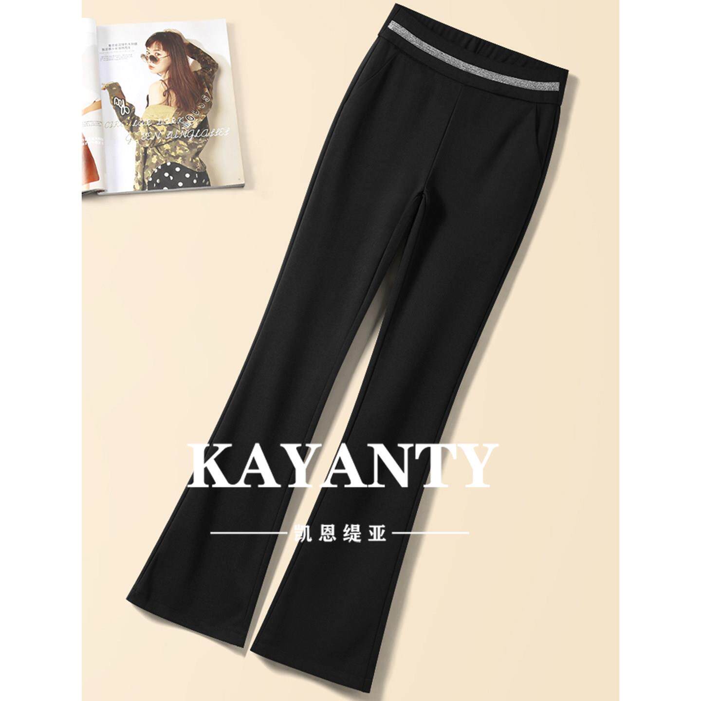 KAYANTY黑色微喇裤2026春秋款爆款休闲裤小个子裤子女直筒西装裤