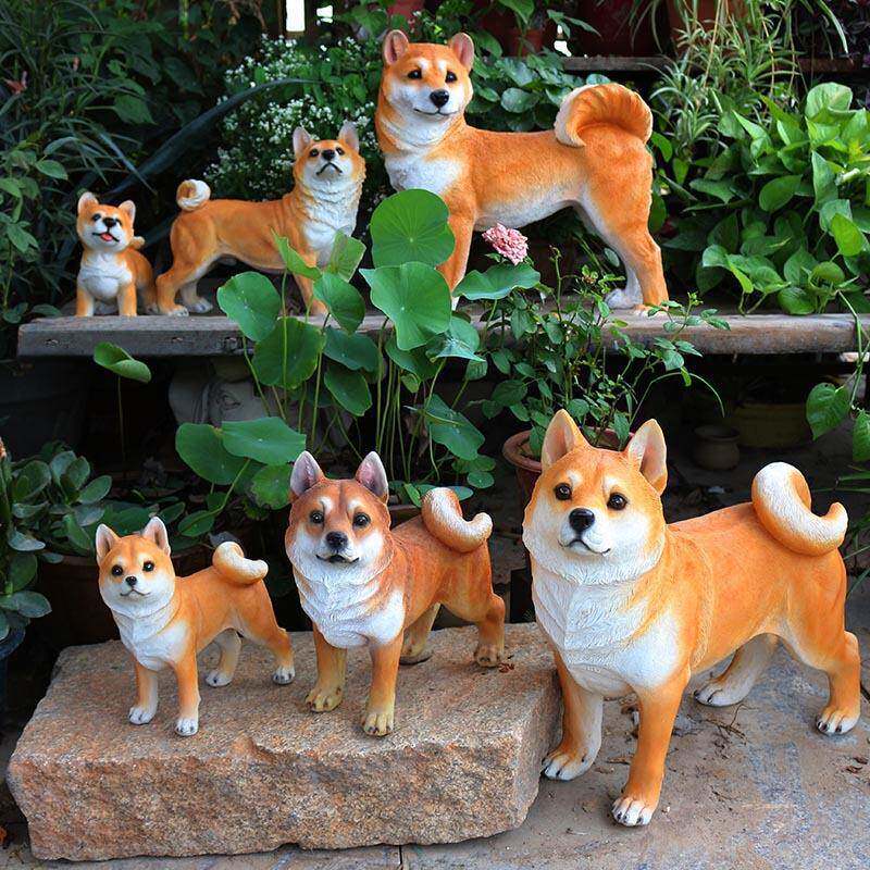 宠物狗柴犬模型秋田犬摆件庭院花园客厅家居装饰动物雕塑造型萌宠