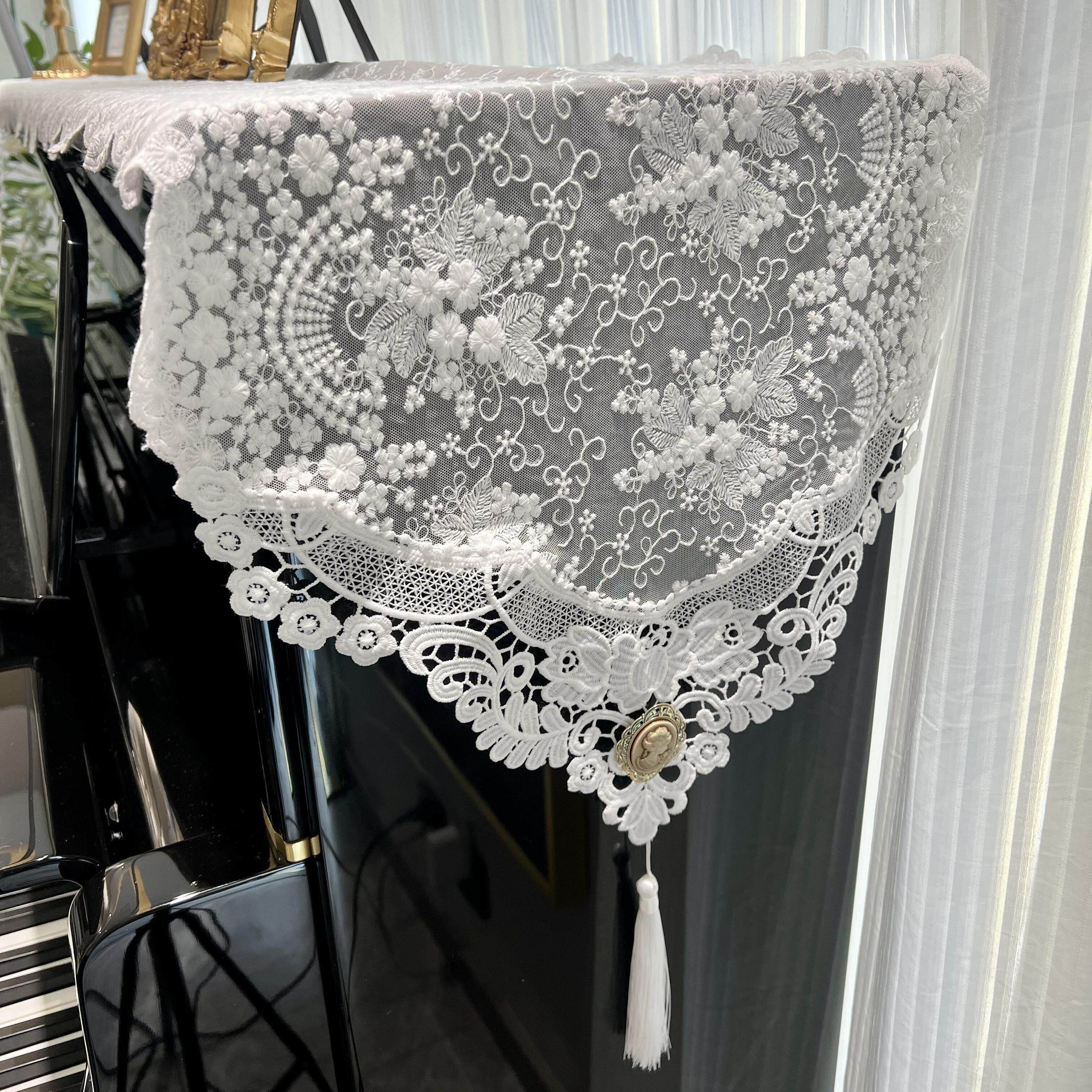 浪漫少女心蕾丝钢琴罩桌旗居家通用款防尘茶几斗柜鞋柜长条盖巾