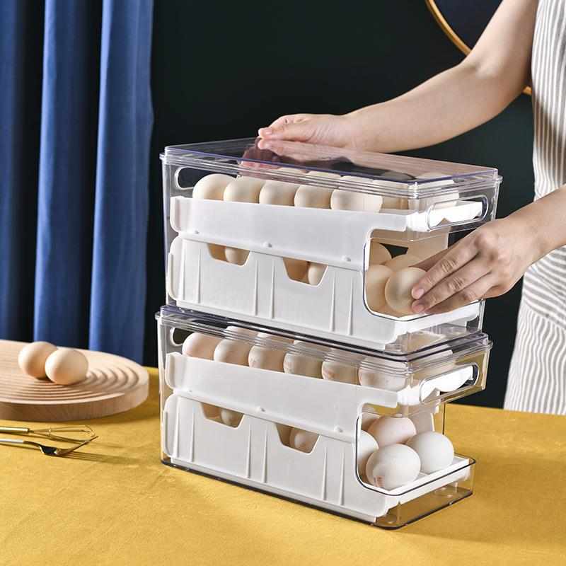 物鸡蛋式滑梯双层盒储冰箱大容量鸭蛋自动盒盒子家用厨房滚动保鲜