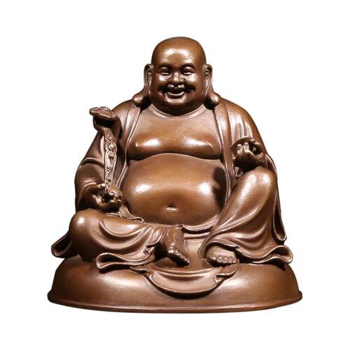正品香天逸 铜弥勒肚佛佛禅意小像大笑佛佛随身口袋小佛家居车载
