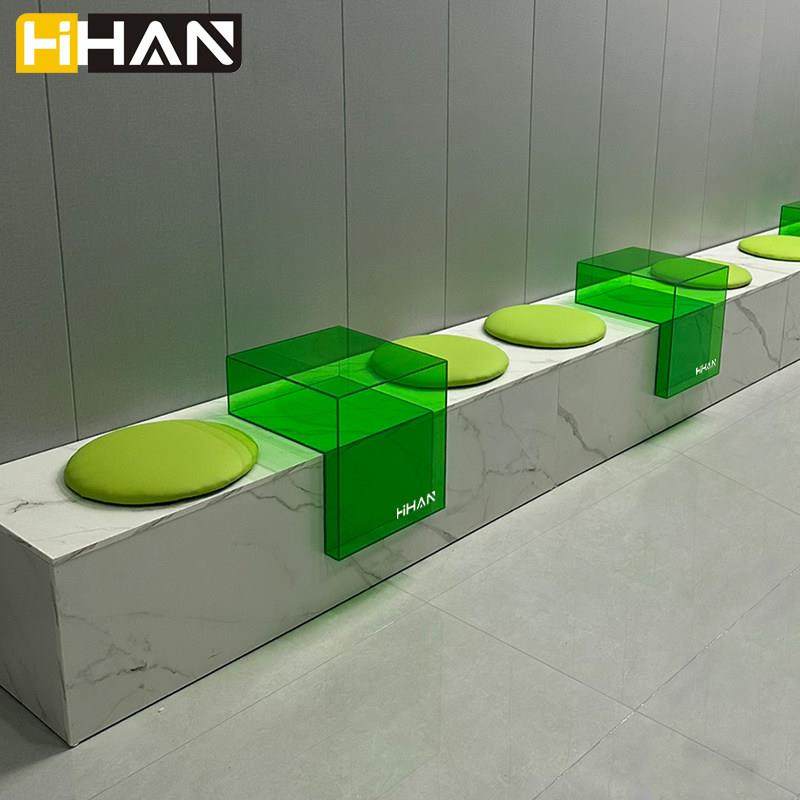 需定制新款压克力桌子咖啡厅烘焙奶茶店桌椅沙发卡座无靠背等候长