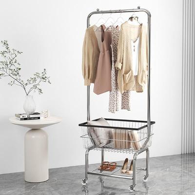 服装店展示架可移动带轮货架落地衣帽架带篮直播间陈列女装挂衣架