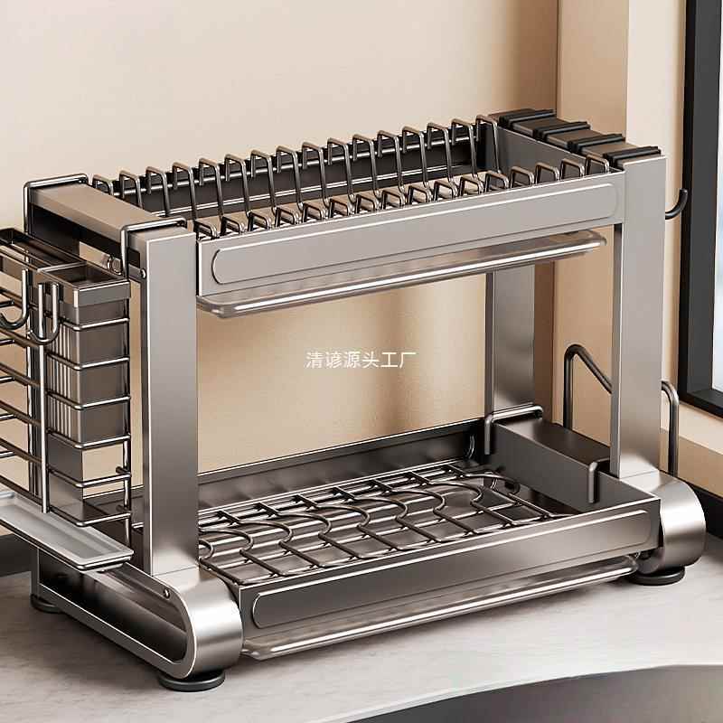 厨房置物架多功能碗盘碗碟收纳架碗筷收纳盒碗柜家用放碗架沥水架