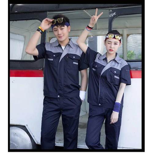 新款工作服套短袖装人夏季男女薄款保制耐磨工厂车间工汽定修上衣