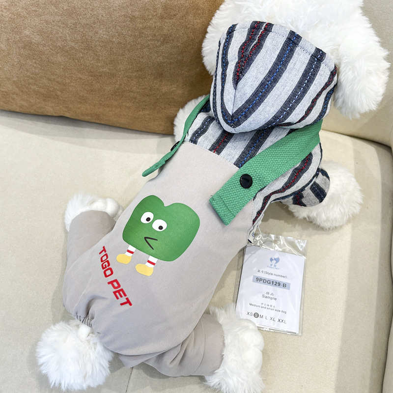 保暖新装四脚比衣服约克夏迪宠物博美泰秋冬狗狗衣小型幼犬熊条纹